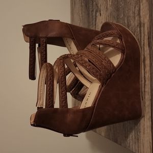 Brown wedge sandals
